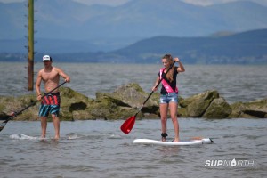 miss morecambe and lancaster on a SUP
